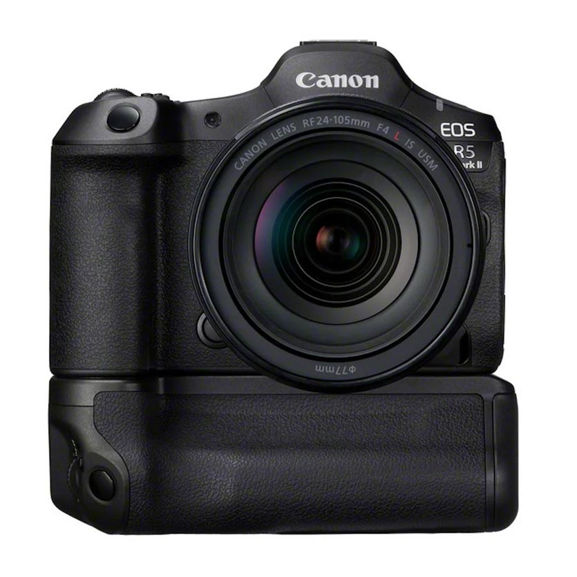 Canon EOS R5 Mark II mirrorless camera with battery grip and RF 24-105mm lens - camera hire Dublin from DigiOp.ie